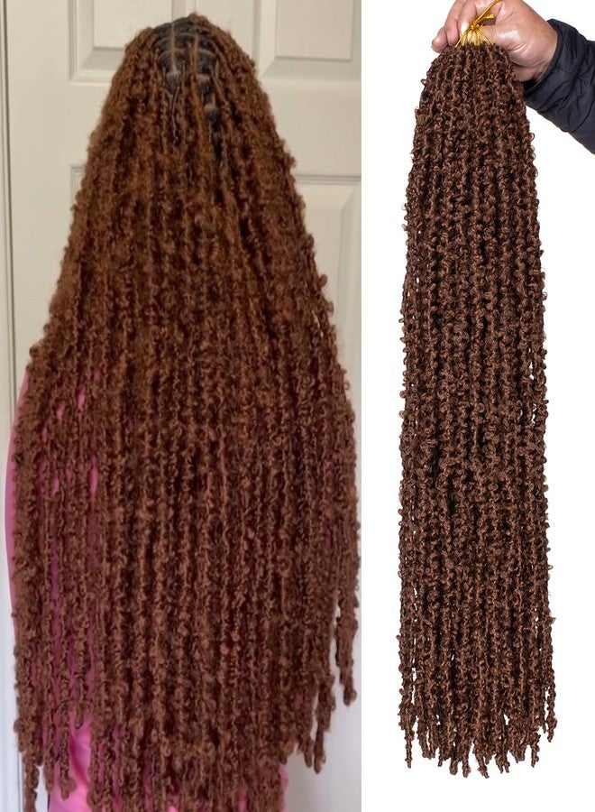 Leeven 24 Inch Pre-twisted butterfly locs crochet hair Brown Butterfly Faux Locs Crochet Braids Hair Pre-looped Distressed Butterfly Locks Hair Extensions for Women 30# - Image 1